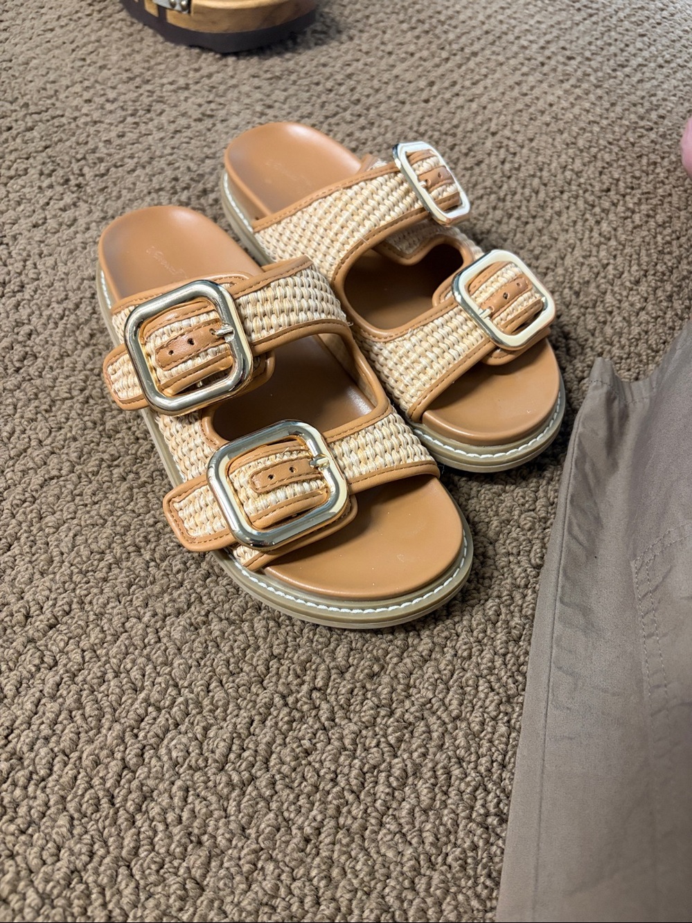 UNIVERSAL THREAD Tan Collin Slide Sandals with Buckle Detail